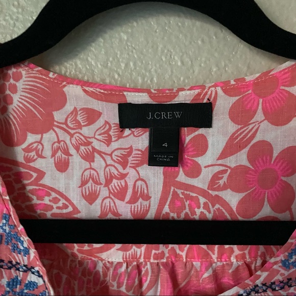 J Crew Pink Floral Embroidered Tunic 4 - Picture 4 of 5